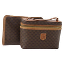 CELINE Macadam Canvas Pouch PVC Leather 2 Set Brown Auth 166796-1