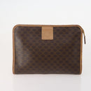CELINE Macadam Canvas Pouch PVC Leather 2 Set Brown Auth 166796-2