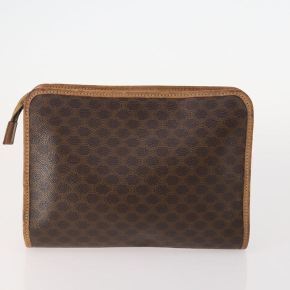 CELINE Macadam Canvas Pouch PVC Leather 2 Set Brown Auth 166796