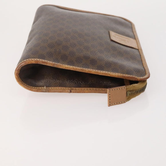 CELINE Macadam Canvas Pouch PVC Leather 2 Set Brown Auth 166796