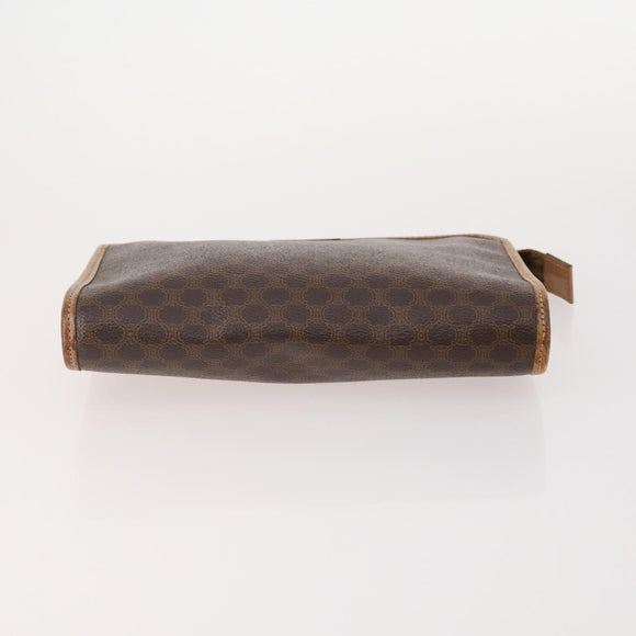 CELINE Macadam Canvas Pouch PVC Leather 2 Set Brown Auth 166796