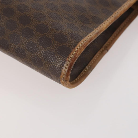 CELINE Macadam Canvas Pouch PVC Leather 2 Set Brown Auth 166796