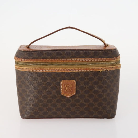 CELINE Macadam Canvas Pouch PVC Leather 2 Set Brown Auth 166796
