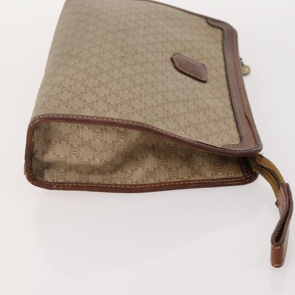 CELINE Macadam Canvas C Sulky Bag PVC Leather 4 Set Brown Beige Navy Auth 166797