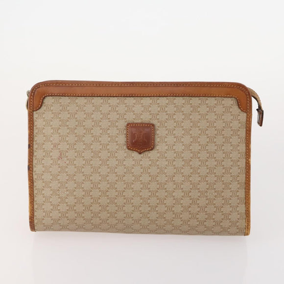 CELINE Macadam Canvas C Sulky Bag PVC Leather 4 Set Brown Beige Navy Auth 166797
