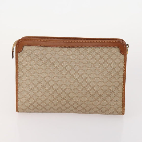 CELINE Macadam Canvas C Sulky Bag PVC Leather 4 Set Brown Beige Navy Auth 166797