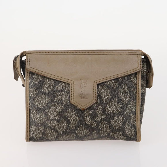 Burberrys Saint Laurent Clutch Bag Leather 2 Set Brown Beige Auth 166798