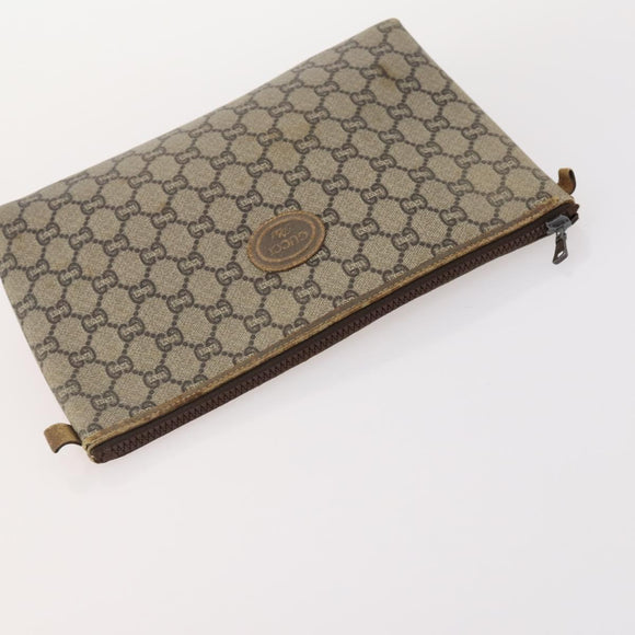 GUCCI GG Supreme Plus Sherry Line Clutch Bag PVC 3 Set Black Beige Auth 166799