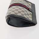 GUCCI GG Supreme Plus Sherry Line Clutch Bag PVC 3 Set Black Beige Auth 166799-16