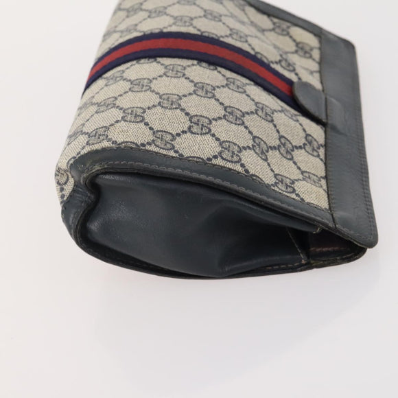 GUCCI GG Supreme Plus Sherry Line Clutch Bag PVC 3 Set Black Beige Auth 166799