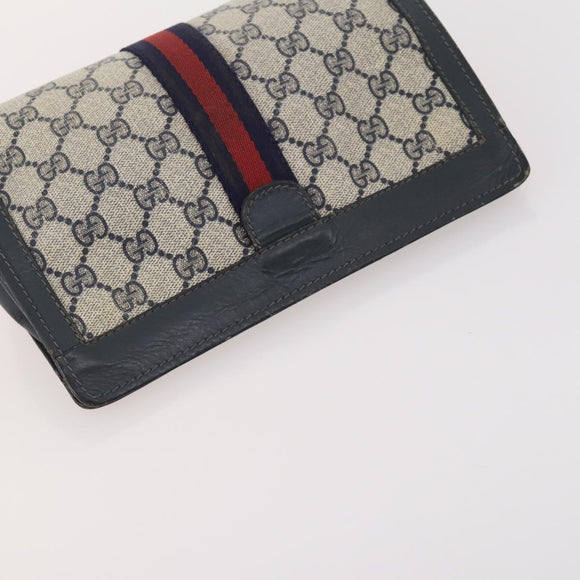 GUCCI GG Supreme Plus Sherry Line Clutch Bag PVC 3 Set Black Beige Auth 166799