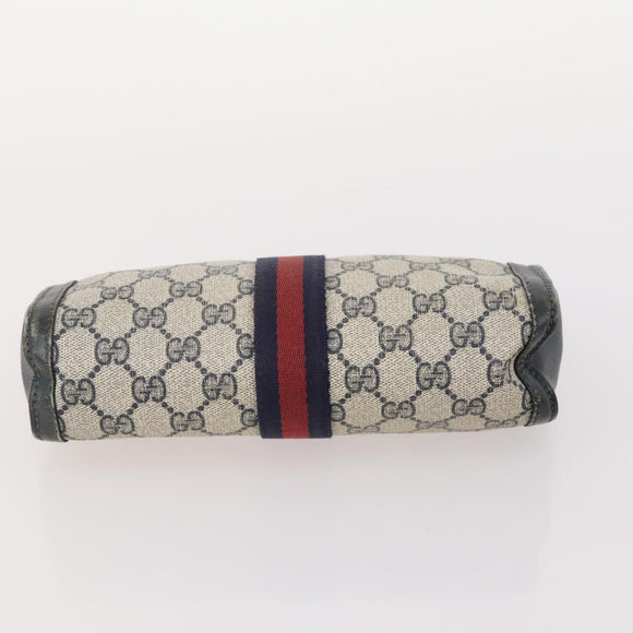 GUCCI GG Supreme Plus Sherry Line Clutch Bag PVC 3 Set Black Beige Auth 166799