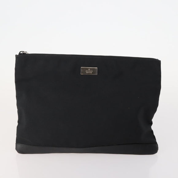 GUCCI GG Supreme Plus Sherry Line Clutch Bag PVC 3 Set Black Beige Auth 166799