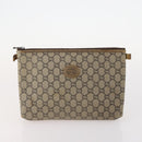 GUCCI GG Supreme Plus Sherry Line Clutch Bag PVC 3 Set Black Beige Auth 166799-8