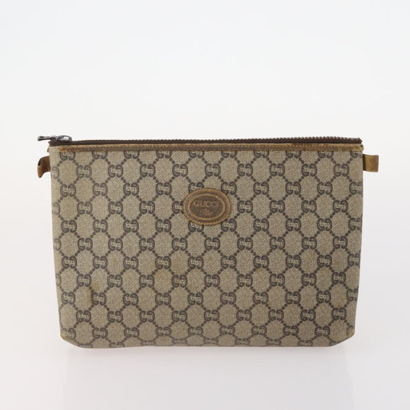 GUCCI GG Supreme Plus Sherry Line Clutch Bag PVC 3 Set Black Beige Auth 166799