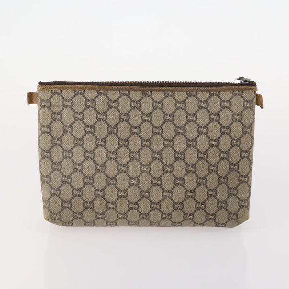 GUCCI GG Supreme Plus Sherry Line Clutch Bag PVC 3 Set Black Beige Auth 166799