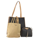 BALLY PRADA Dior Honeycomb Canvas Bag PVC Leather Satin 3 Set Black Auth 166801-1