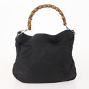 GUCCI Bamboo Hand Bag Nylon 2way 2 Set Black Auth 166802-10