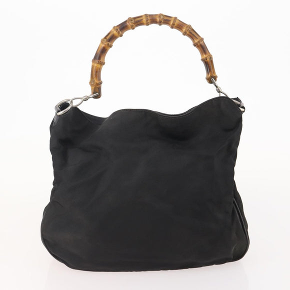 GUCCI Bamboo Hand Bag Nylon 2way 2 Set Black Auth 166802