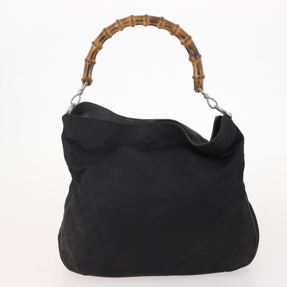 GUCCI Bamboo Hand Bag Nylon 2way 2 Set Black Auth 166802