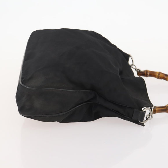 GUCCI Bamboo Hand Bag Nylon 2way 2 Set Black Auth 166802