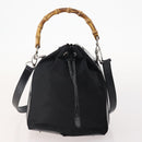 GUCCI Bamboo Hand Bag Nylon 2way 2 Set Black Auth 166802-2