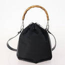 GUCCI Bamboo Hand Bag Nylon 2way 2 Set Black Auth 166802-3