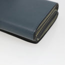 LOEWE Anagram Wallet Leather Blue Silver Auth 166820-15