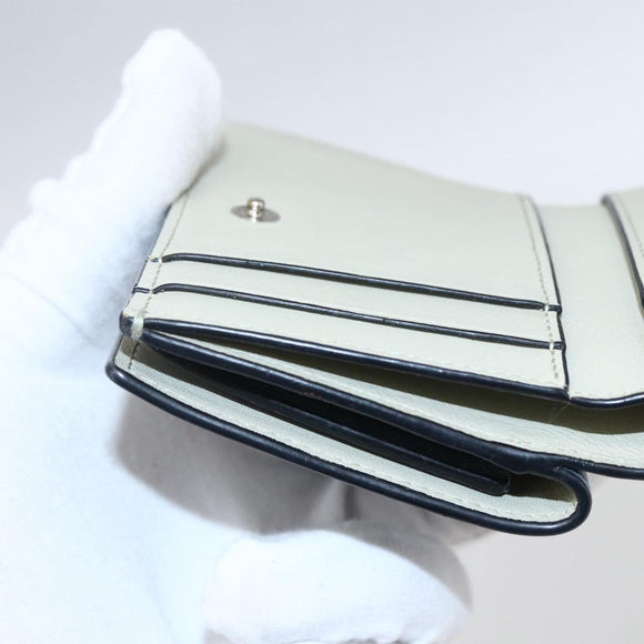 LOEWE Anagram Wallet Leather Blue Silver Auth 166820