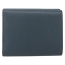 LOEWE Anagram Wallet Leather Blue Silver Auth 166820-2