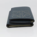 LOEWE Anagram Wallet Leather Blue Silver Auth 166820-4