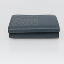 LOEWE Anagram Wallet Leather Blue Silver Auth 166820-5