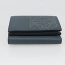 LOEWE Anagram Wallet Leather Blue Silver Auth 166820-6