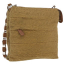 Salvatore Ferragamo Shoulder Bag Silk Cotton Khaki Silver Auth 166824-1