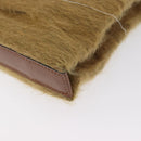 Salvatore Ferragamo Shoulder Bag Silk Cotton Khaki Silver Auth 166824-13