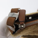 Salvatore Ferragamo Shoulder Bag Silk Cotton Khaki Silver Auth 166824-15