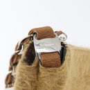 Salvatore Ferragamo Shoulder Bag Silk Cotton Khaki Silver Auth 166824-16