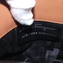 Salvatore Ferragamo Shoulder Bag Silk Cotton Khaki Silver Auth 166824-17