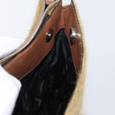 Salvatore Ferragamo Shoulder Bag Silk Cotton Khaki Silver Auth 166824-20