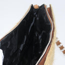 Salvatore Ferragamo Shoulder Bag Silk Cotton Khaki Silver Auth 166824-22