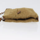 Salvatore Ferragamo Shoulder Bag Silk Cotton Khaki Silver Auth 166824-5