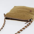 Salvatore Ferragamo Shoulder Bag Silk Cotton Khaki Silver Auth 166824-6