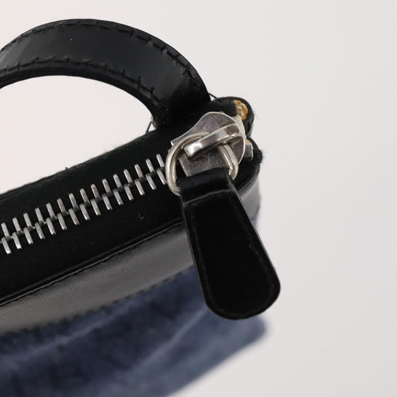 BVLGARI Shoulder Bag Denim Blue Silver Auth 166825