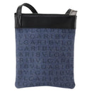 BVLGARI Shoulder Bag Denim Blue Silver Auth 166825-2