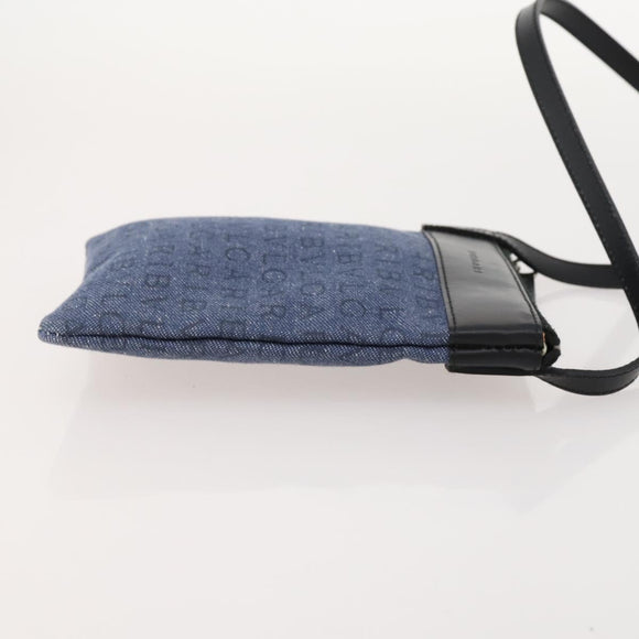 BVLGARI Shoulder Bag Denim Blue Silver Auth 166825