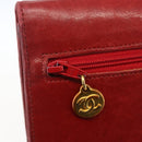 CHANEL Long Wallet Caviar Skin Red Gold CC Auth 166826-17