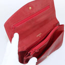 CHANEL Long Wallet Caviar Skin Red Gold CC Auth 166826-8