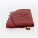 CHANEL Long Wallet Caviar Skin Red Gold CC Auth 166826-4