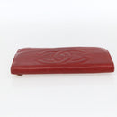 CHANEL Long Wallet Caviar Skin Red Gold CC Auth 166826-5