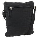 FENDI Zucca Canvas Shoulder Bag Black Silver Auth 166831-1